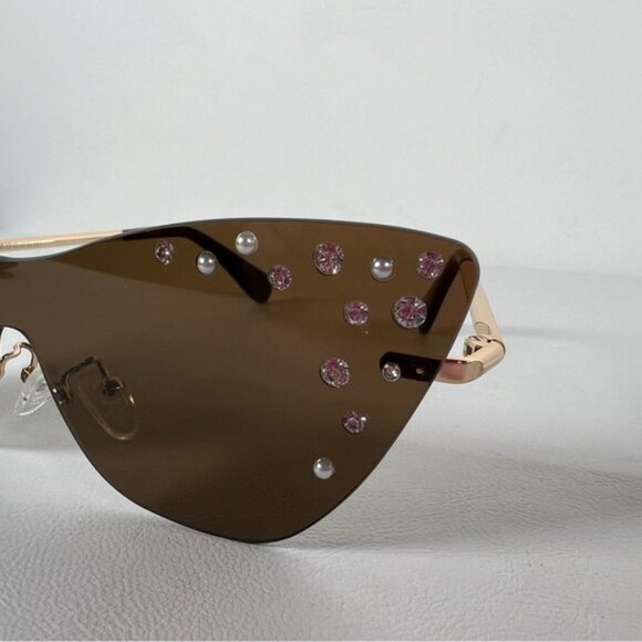 NWT Lele Sadoughi Downtown Metal Cat‎ Eye Dusk Sunglasses Faux Pearls LSSG076DK - Picture 12 of 15